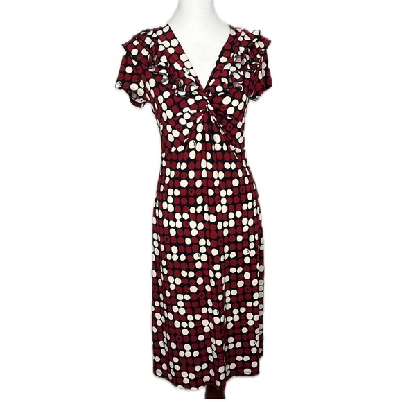 Sere Nade Red Black Dots Ruffle Flounce Short Sleeved Retro Pop Art Dress Sz S - Picture 1 of 12